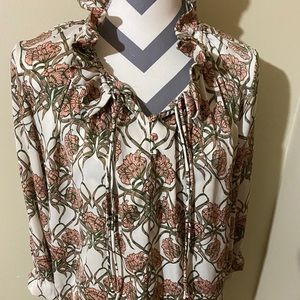 Banana republic floral silk 3/4 sleeve blouse